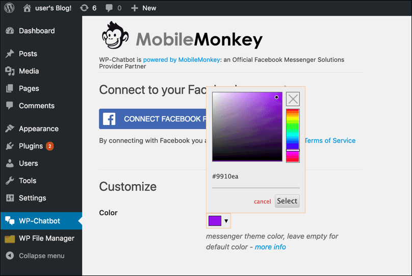 customize-wp-chatbot-color